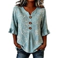 thumbnail image 1 of Jamsmile Women Shirts Summer Beach Boho Tops Soft Blend Shirts Casual Vocation Wear Comfort Bohemian Holiday Pullover Blouses, 1 of 1
