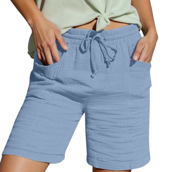 Jamsmile Women Shorts Straight Leg Casual Hot Pants Elastic Waist Drawstrings Sports Loose Shorts Casual Summer Boho Shorts
