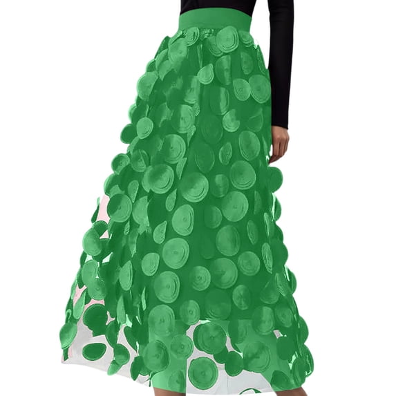 Jamsmile Women Skirts Flowy Chiffon Skirts Polka Dots Print High Waist A Line Skirt Elegant Layered Ruffle Skirts Party Wear