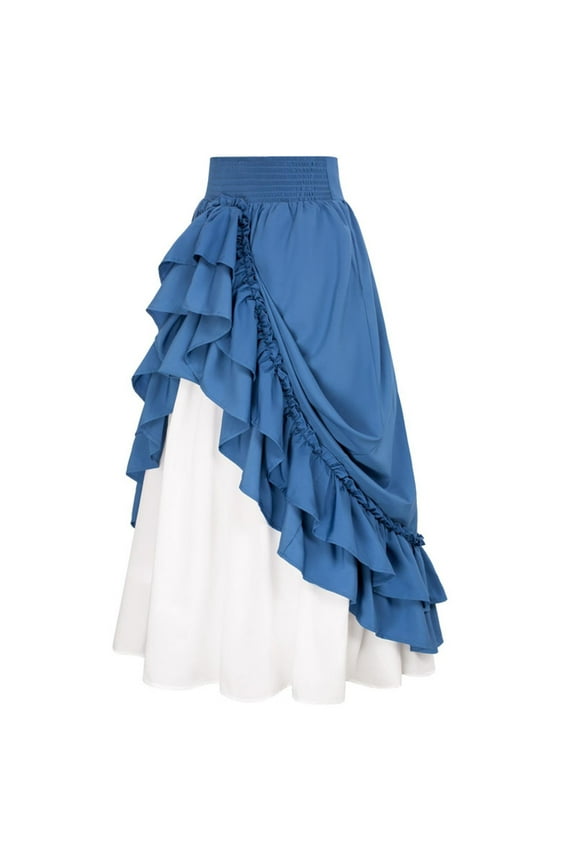 Women Skirts Retro Elastic Lace High Waist Boho Maxi Skirts Casual Drawstrings A Line Party Clubwear Long Skirts