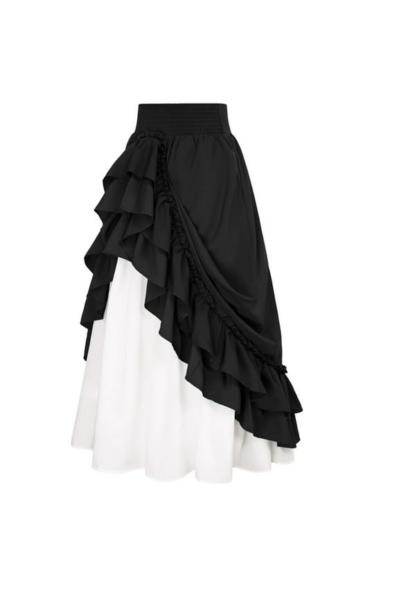 Women Skirts Retro Elastic Lace High Waist Boho Maxi Skirts Casual Drawstrings A Line Party Clubwear Long Skirts