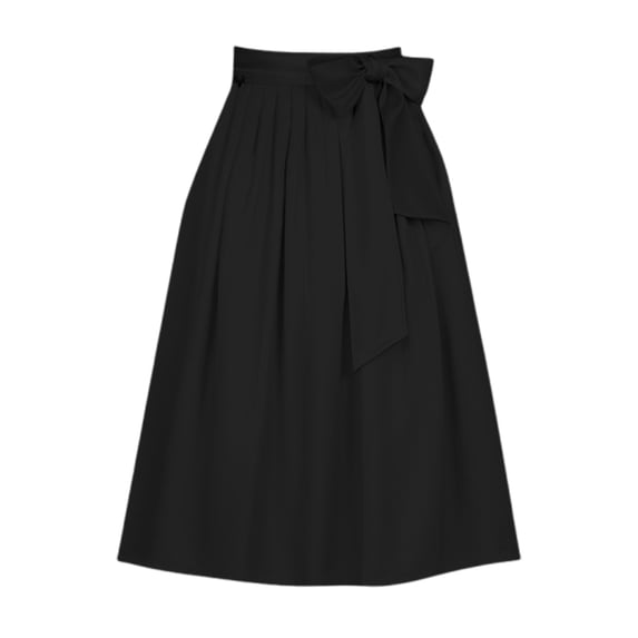 Jamsmile Women Skirts Solid Color Bow Tie Waistband Adjustable Half Wrap Maxi Skirt Party Comfy Drawstring Pleated Skirts