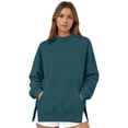 thumbnail image 1 of Jamsmile Women Sweatshirt Casual Neck Solid Color Sweatshirts Comfortable Tops Relaxed Fit Warm Knit Round Layering, 1 of 5