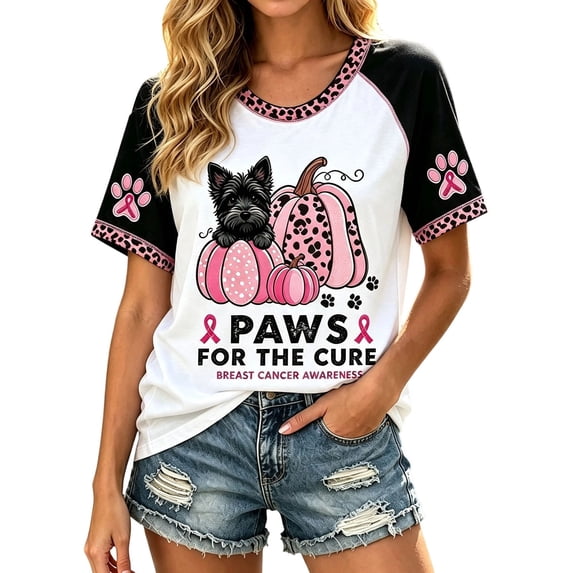 Jamsmile Women T-Shirts Cancer Awareness Month Print Tee Shirts Soft Short Sleeve Crew Neck Tunic Graphic Tshirts