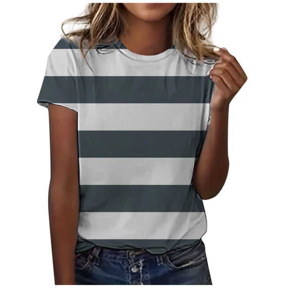 Jamsmile Women T-Shirts Classic Camouflage Print Short Sleeved Color Block T Shirts Casual Round Neck Soft Loose Tee Shirts