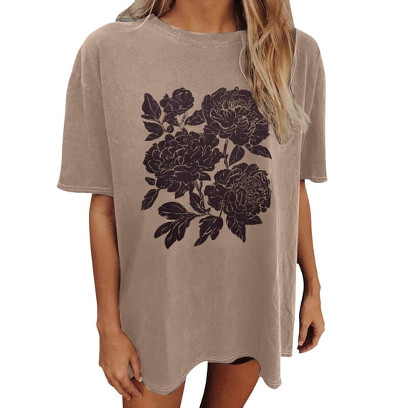Jamsmile Women T-Shirts Oversized Graphic Moon Print Tee Shirts Tops Casual Soft Blend Loose Fit Lightweight Tshirts