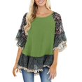 thumbnail image 1 of Jamsmile Women T-Shirts Summer Bat Sleeve Color Matching Floral Print Half Sleeve T Shirts Oversize Bohemian Pullovers Tops, 1 of 4