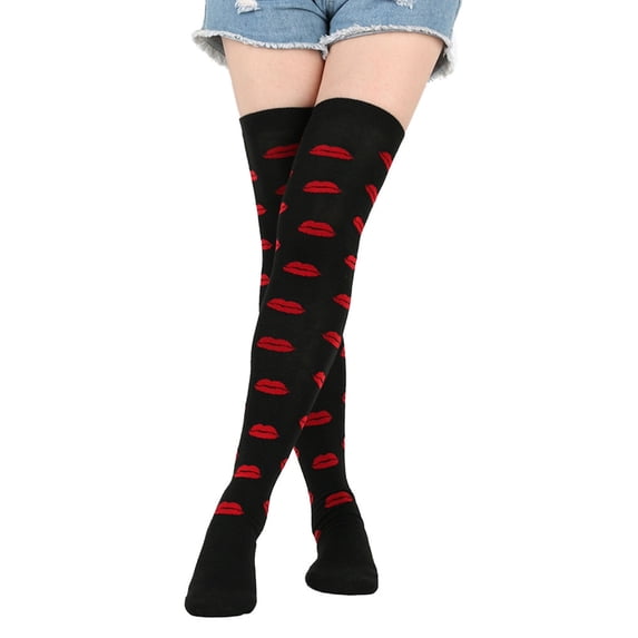 Jamsmile Women Thigh High Socks Love Heart Print Over The Knee Long Stockings Leg Warmers Soft Outdoor Socks