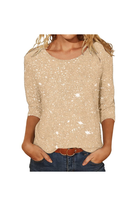 Women Tshirts Loose Sparkling Glitter Short Sleeve Round Neck T Shirts Tops Sequins Glitter Oversized Tee Shirts