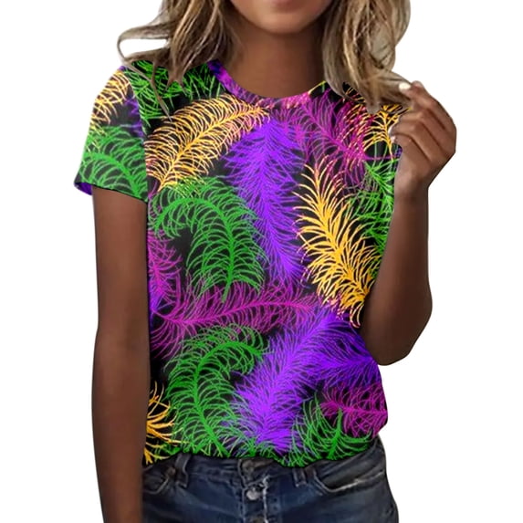 Jamsmile Women Tshirts Summer Round Neck Short Sleeve Graphic Letters Print T Shirts Tops Casual Graphic Tees Retro Shirts