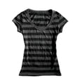 thumbnail image 1 of Jamsmile Women Tshirts WomenV‑Neck Striped Print T‑Shirts Short Sleeve Slim Casual Basic Tee Shirts Tops, 1 of 3