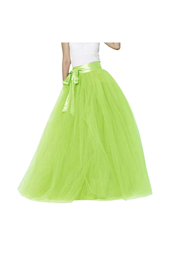 Women Tulle Skirts Carnival High Waist Large Skirt Mesh Layered Elastic Belt Mesh Party Tutu Puffy Long Skirts
