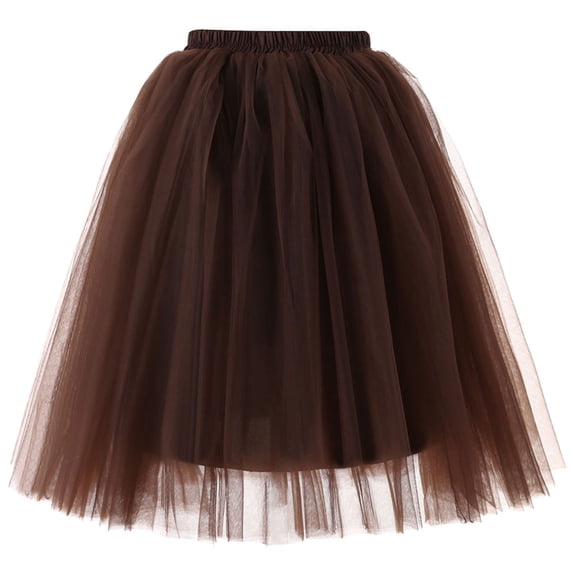 Jamsmile Women Tulle Skirts Carnival Mesh Layered Pleated Gauze Knee Length Tutu Dancing Short Prom Party Long Skirts