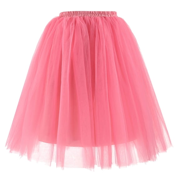 Jamsmile Women Tulle Skirts Carnival Mesh Layered Pleated Gauze Knee Length Tutu Dancing Short Prom Party Long Skirts
