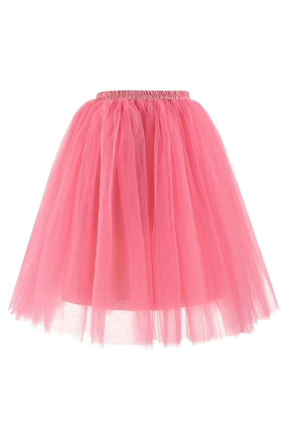 Women Tulle Skirts Carnival Mesh Layered Pleated Gauze Knee Length Tutu Dancing Short Prom Party Long Skirts