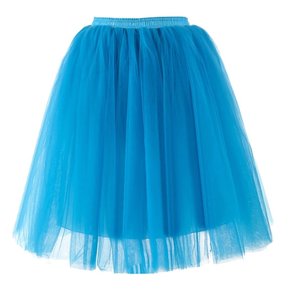 Jamsmile Women Tulle Skirts Carnival Mesh Layered Pleated Gauze Knee Length Tutu Dancing Short Prom Party Long Skirts