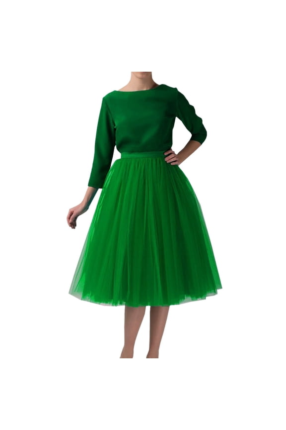 Women Tulle Skirts Carnival Mesh Layered Solid Color Prom Party Tutu Skirts Puffy Party Princess Ballet Tutu Skirts