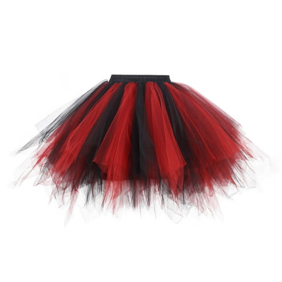 Jamsmile Women Tulle Skirts Dance Mesh Layered Trendy Party Patchwork Skirt Holiday Elastic Waist TuTu Ballet A-Line Skirts