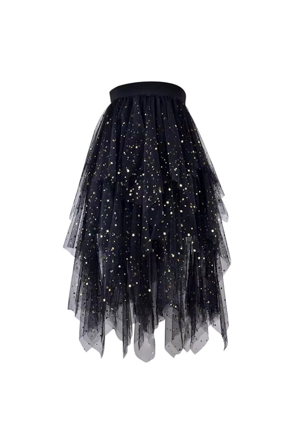 Women Tulle Skirts Layered Puffy Fairy A Line Midi Irregular Tutu Skirts Carnival Vacation Holiday Prom Party Midi Skirts