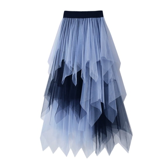 Jamsmile Women Tulle Tutu Skirts Long Petticoat Maxi Skirts Casual Elastic High Waist A Line Ruffle Swing Vacation Long Skirts