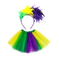 thumbnail image 1 of Jamsmile Women Tulle Tutu Skirts Rainbow Feather Hairband With Skirt Carnival Party Adult Clothes Sets 2 Piece Swing Skirts, 1 of 2