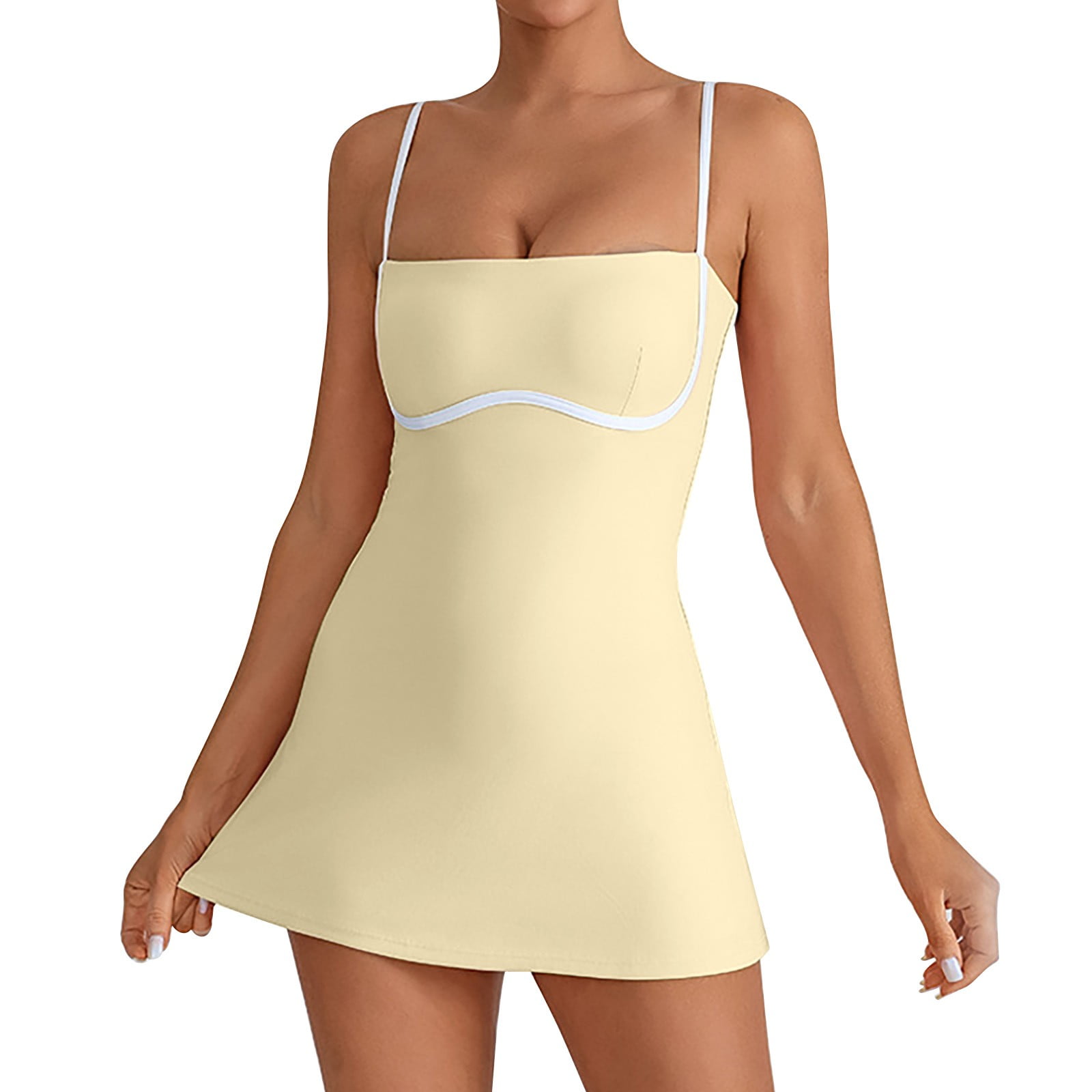 Jamsmile Womens Dress Sleeveless Spaghetti Strap Sleevless Summer Cami Dresses Casual Athletic Workout Training Dress