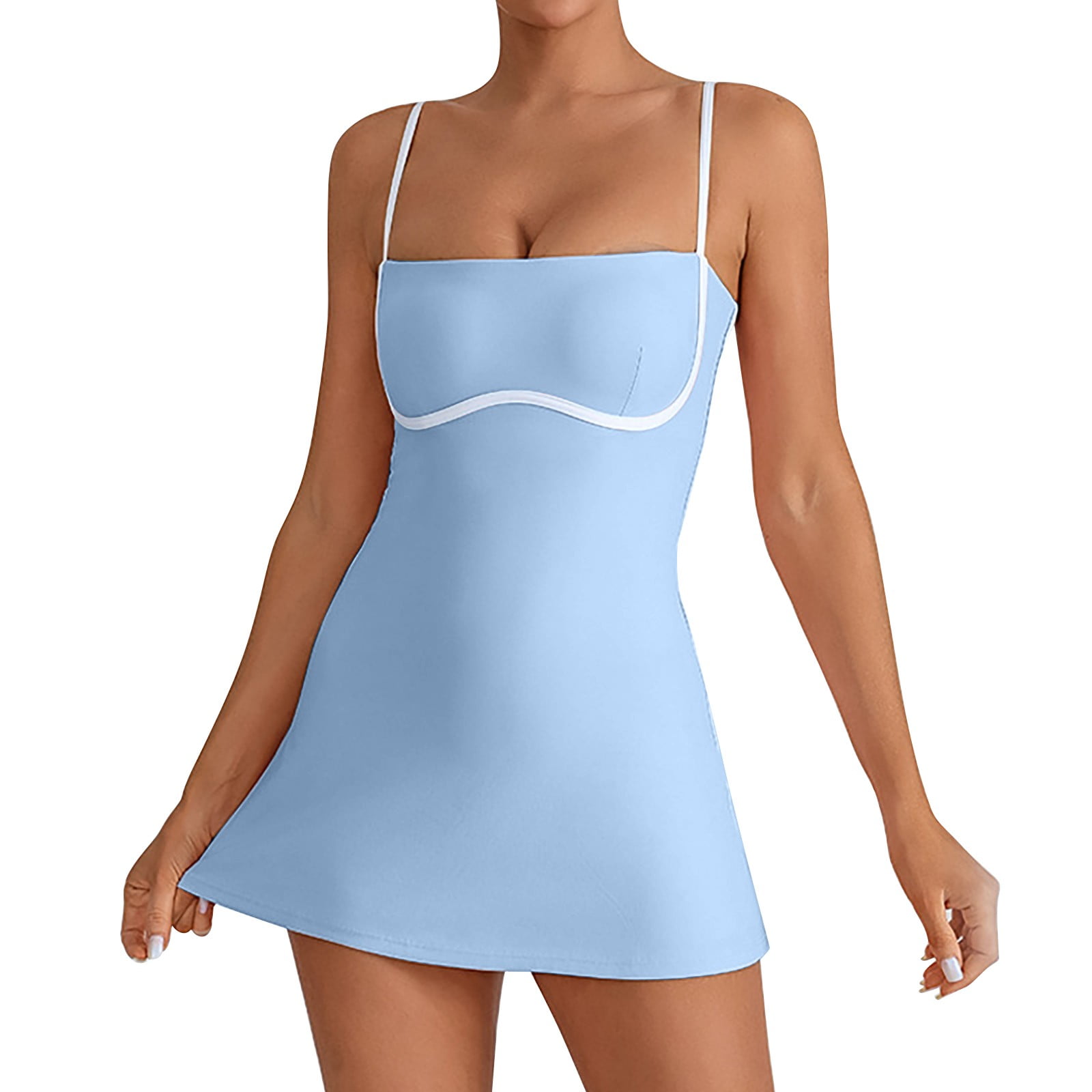Jamsmile Womens Dress Sleeveless Spaghetti Strap Sleevless Summer Cami Dresses Casual Athletic Workout Training Dress