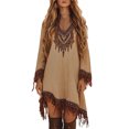 thumbnail image 1 of Jamsmile Womens Dress Summer Elegant Casual Vintage Style Long Sleeve Tassels Irregular&nbsp;Hem Dresses A Line Loose Fit Sundress, 1 of 3