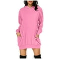 thumbnail image 1 of Jamsmile Womens Hoodies Dress Casual Comfort Long Sleeve Long Hoodie Pocket Pullover Solid Color Athletic Tracksuits Dress, 1 of 4