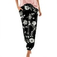 thumbnail image 1 of Jamsmile Womens Pants Casual Boho Floral Print High Waist Stretch Wide Leg Pants With Pockets Summer Lightweight Loose Flowy Trousers, 1 of 4