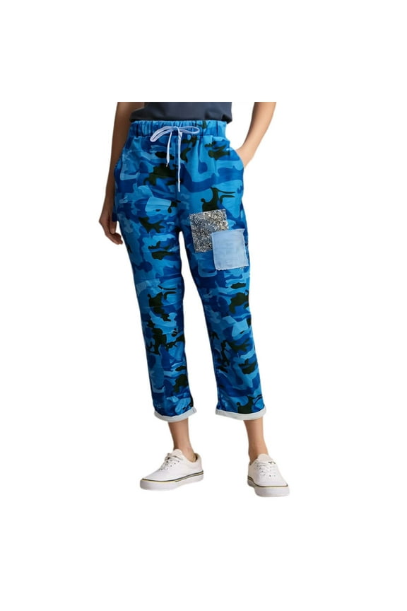 Womens Pants Casual Loose Camouflage Print Spring Summer Casual Washable Comfort Stretchy Cropped Trousers