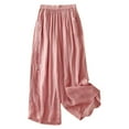 thumbnail image 1 of Jamsmile Womens Pants Spring Summer Loose Vintage Elastic Waist Wide Leg Pants Casual Long Pants Beach Straight Trousers, 1 of 4