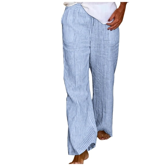 Jamsmile Womens Pants Tie Side Plicated Wide Leg Trousers Casual Loose Lace Up High Waisted Beach Straight Pants Trousers