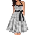thumbnail image 1 of Jamsmile Womens Rockabilly Dress Summer Halter Polka Dot Strapless High Waist Vintage Hanging Neck Dress, 1 of 5
