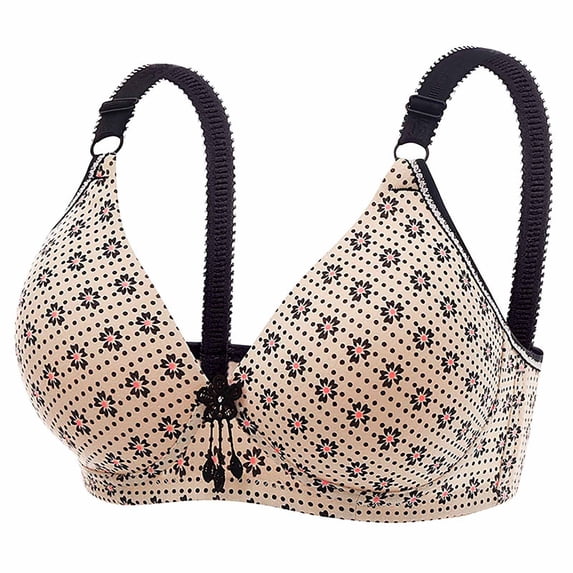 Jamsmile Womens T-Shirt Bras Comfortable Push Up Full Coverage Wireless Bras Floral Print Seamless Everyday Wear Sleep Bras