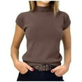 thumbnail image 1 of Jamsmile Womens Tshirts Summer Casual Thread Turtleneck Solid Color Tshirts Tops Solid Color Pullovers Athletic Tee Tops Basic Tees Shirts, 1 of 3