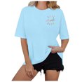thumbnail image 1 of Jamsmile Womens Tshirts Summer Graphic Club Letters Print O-Neck Tshirts Cute Tops Casual Athletic Tees Shirts Plus Size Workout T-Shirts, 1 of 7