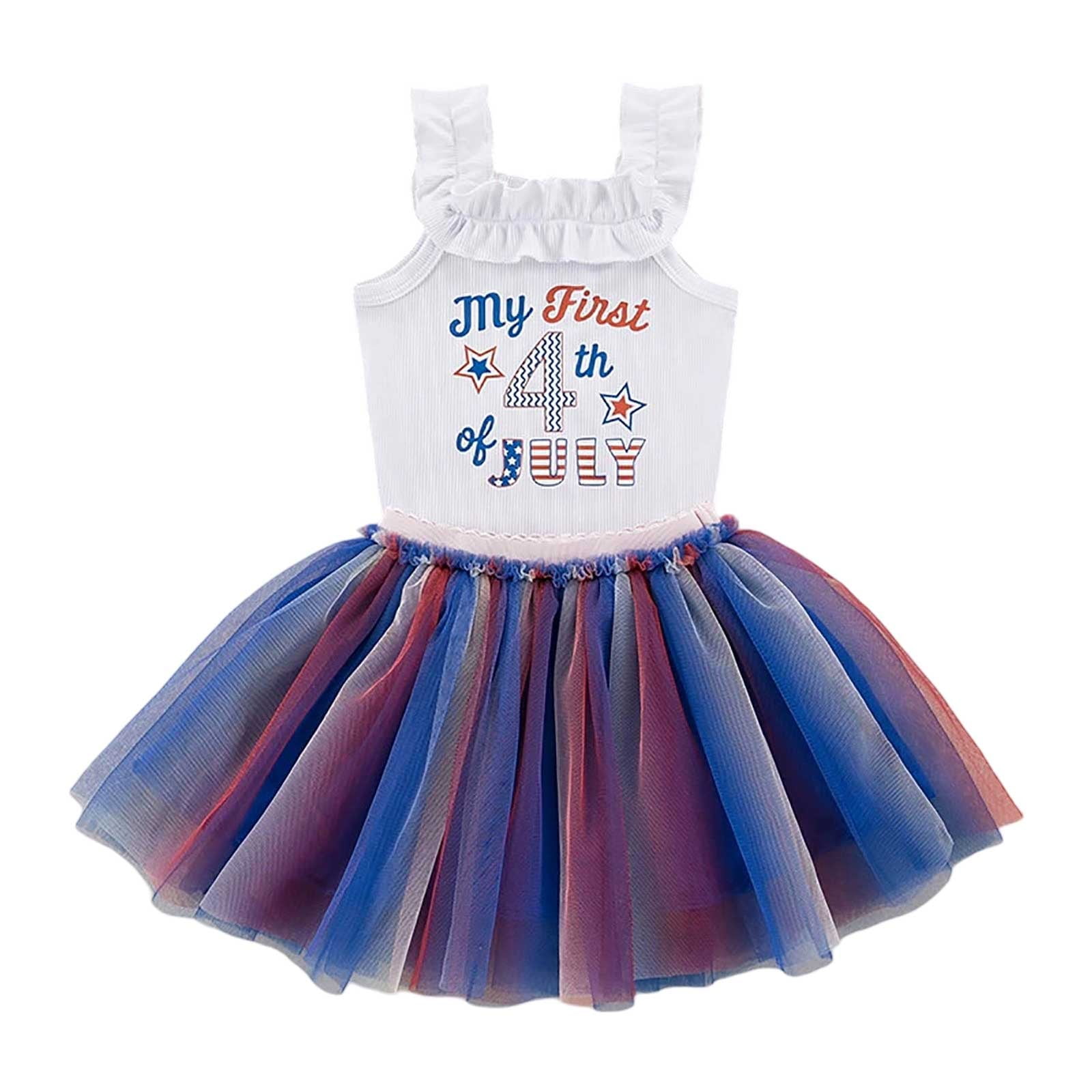 Independence Day Dress for 6-24 month Girls White & Green.