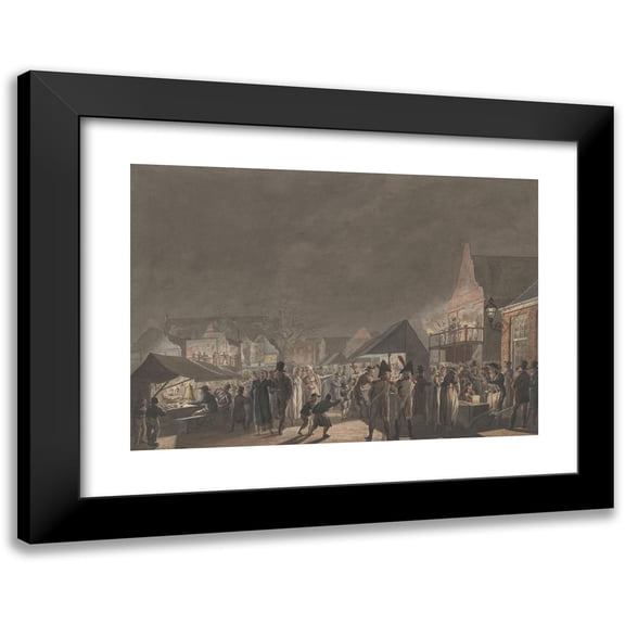 Jan Anthonie Langendijk Dzn 14x11 Black Modern Framed Museum Art Print Titled - Fair at the Botermarkt in Amsterdam (1810)
