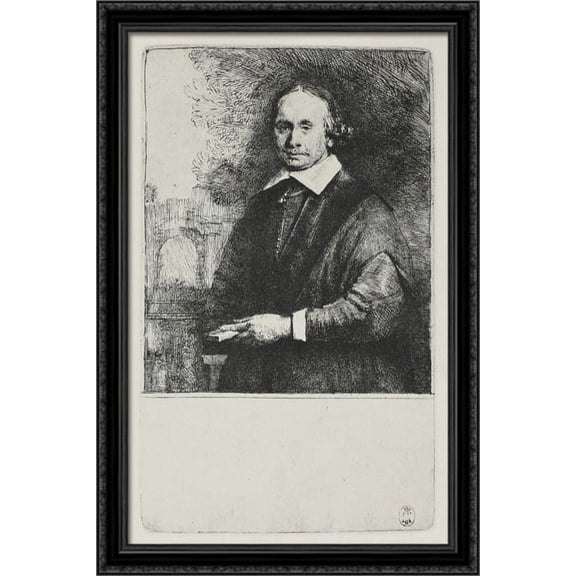 Jan Antonedis van der Linden 26x40 Large Black Ornate Wood Framed Canvas Art by Rembrandt