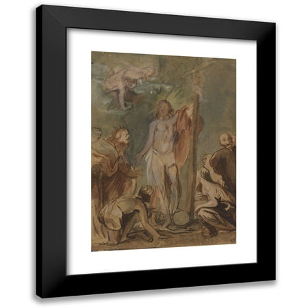 Jan Boeckhorst 11x14 Black Modern Framed Museum Art Print Titled - The Risen Christ Surrounded by Saints (C. 1660)