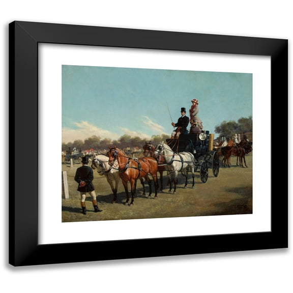 Jan Bogumił Rosen 14x12 Black Modern Framed Museum Art Print Titled - Contest of Carriages at the Ujazow Castle Square (1881)