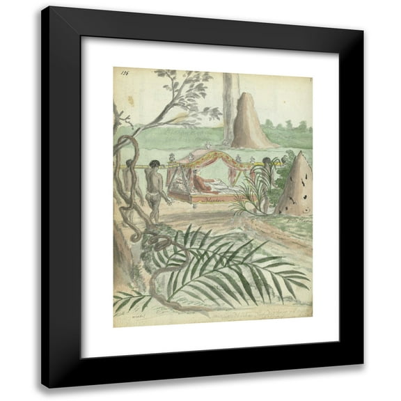 Jan Brandes 12x14 Black Modern Framed Museum Art Print Titled - Palankine with Carriers (1785)