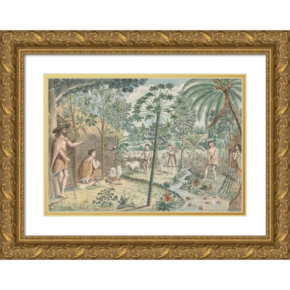 Jan Brandes 24x18 Gold Ornate Framed and Double Matted Museum Art Print Titled - Idyllic Village Scene (1779 - 1785)