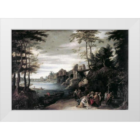 Jan Brueghel the Elder 32x23 White Modern Wood Framed Museum Art Print Titled - Christ and the Canaanite Woman