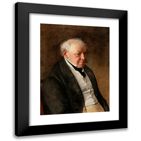 Jan Chrucki 19x24 Black Modern Framed Museum Art Print Titled - Portrait of Ksawery Bębnowski, Artist's Father-In-Law, Captain in Kościuszko's Army (1845)