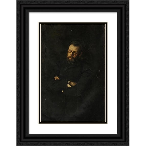 Jan Ciągliński 11x14 Black Ornate Wood Framed Double Matted Museum Art Print Titled: Portrait of Erazm Piltz (1885)