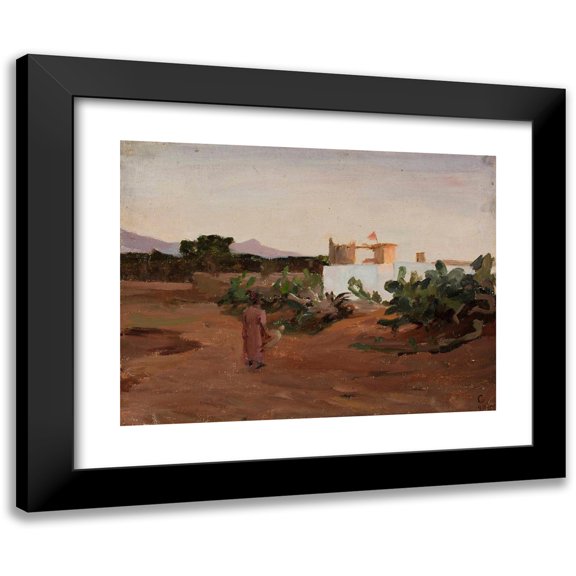 Jan Ciągliński 14x12 Black Modern Framed Museum Art Print Titled - Beirut - Evening. from the Journey to Palestine (1901)