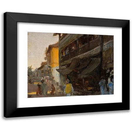 Jan Ciaglinski 14x12 Black Modern Framed Museum Art Print Titled - Mumbai - Street. from the Journey to India (1907)