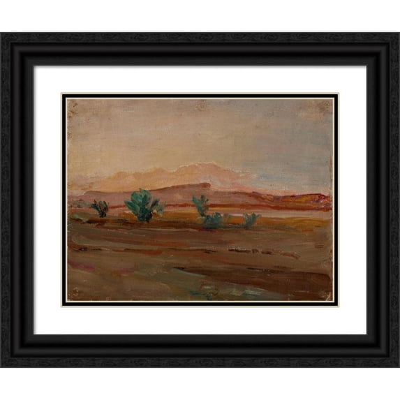 Jan Ciągliński 14x12 Black Ornate Wood Framed Double Matted Museum Art Print Titled: Sahara (Desert After a Rain) (1909)